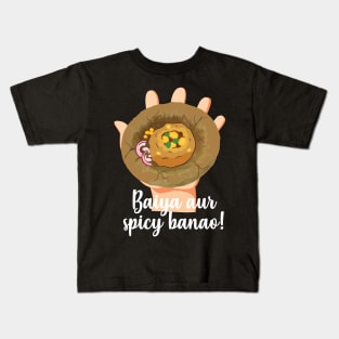 Spicy Pani Puri Hindi Quote India Pakistan Food Lovers Kids T-Shirt